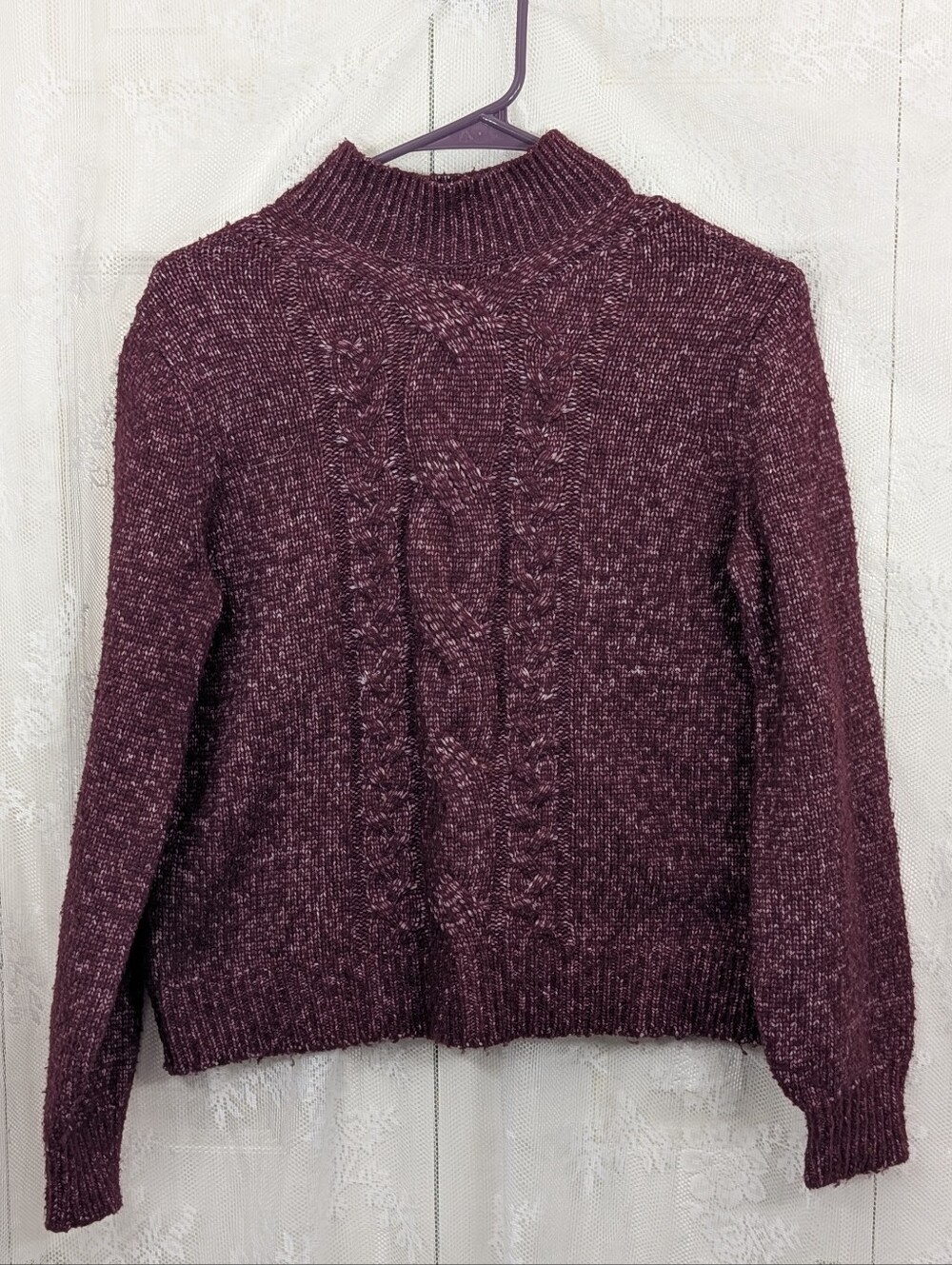 Banana Republic: Cable Knit Mock-Neck Sweater - Size Small